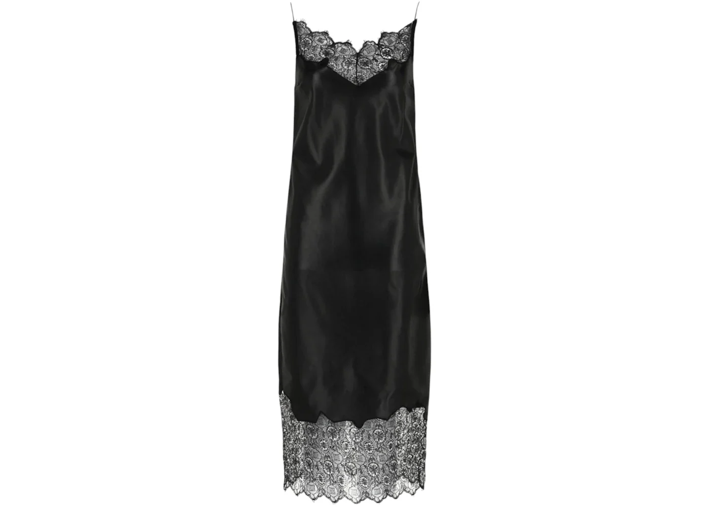 Givenchy Women's Leather Lace-Trim Slip Dress Black
