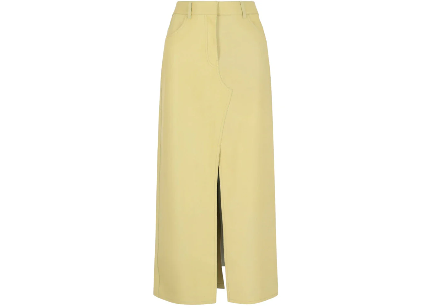 Givenchy Women's Leather Pencil Skirt With Front Split Pale Yellow