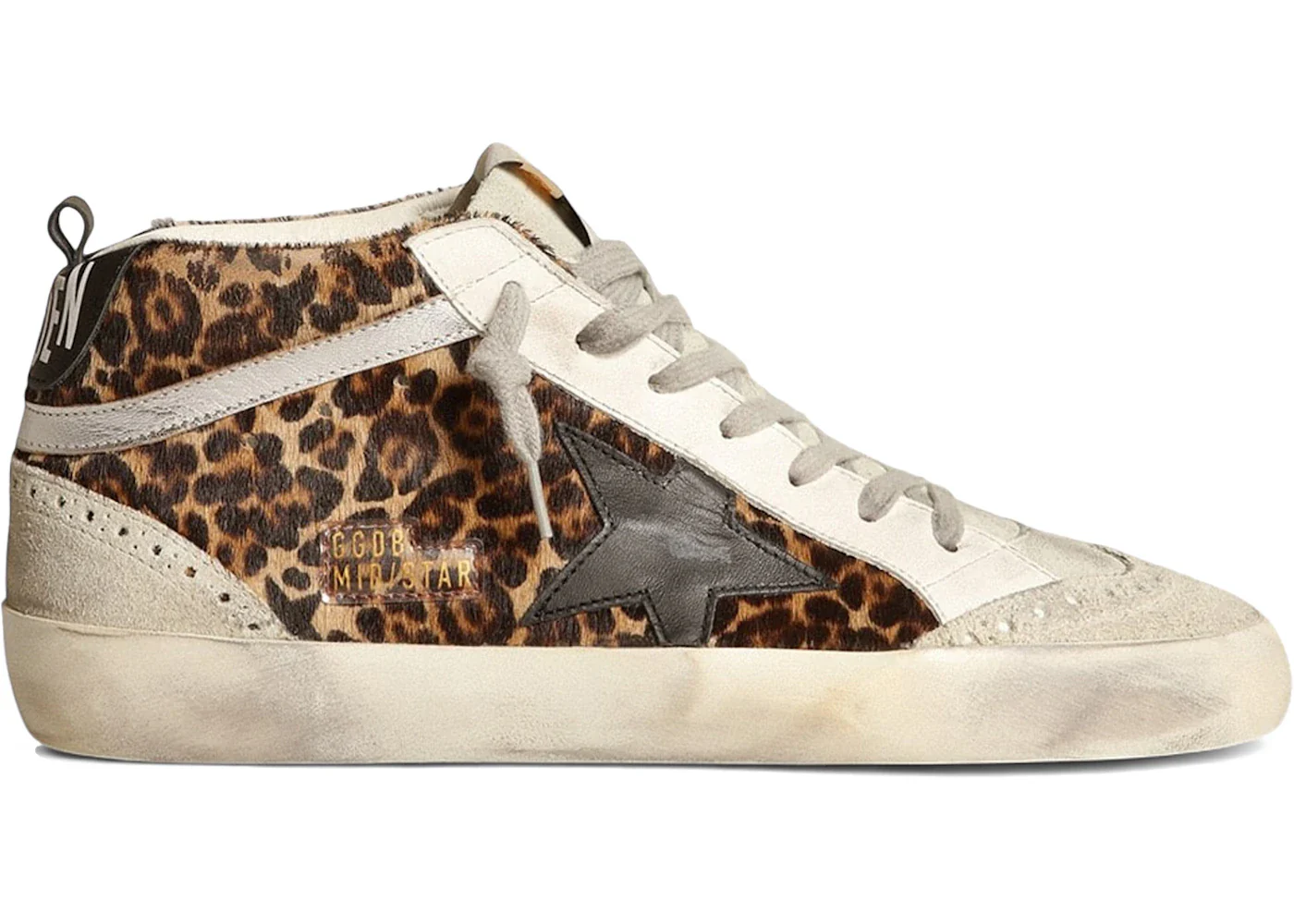 Golden Goose Mid Star Leopard Print Black Star (Women's)