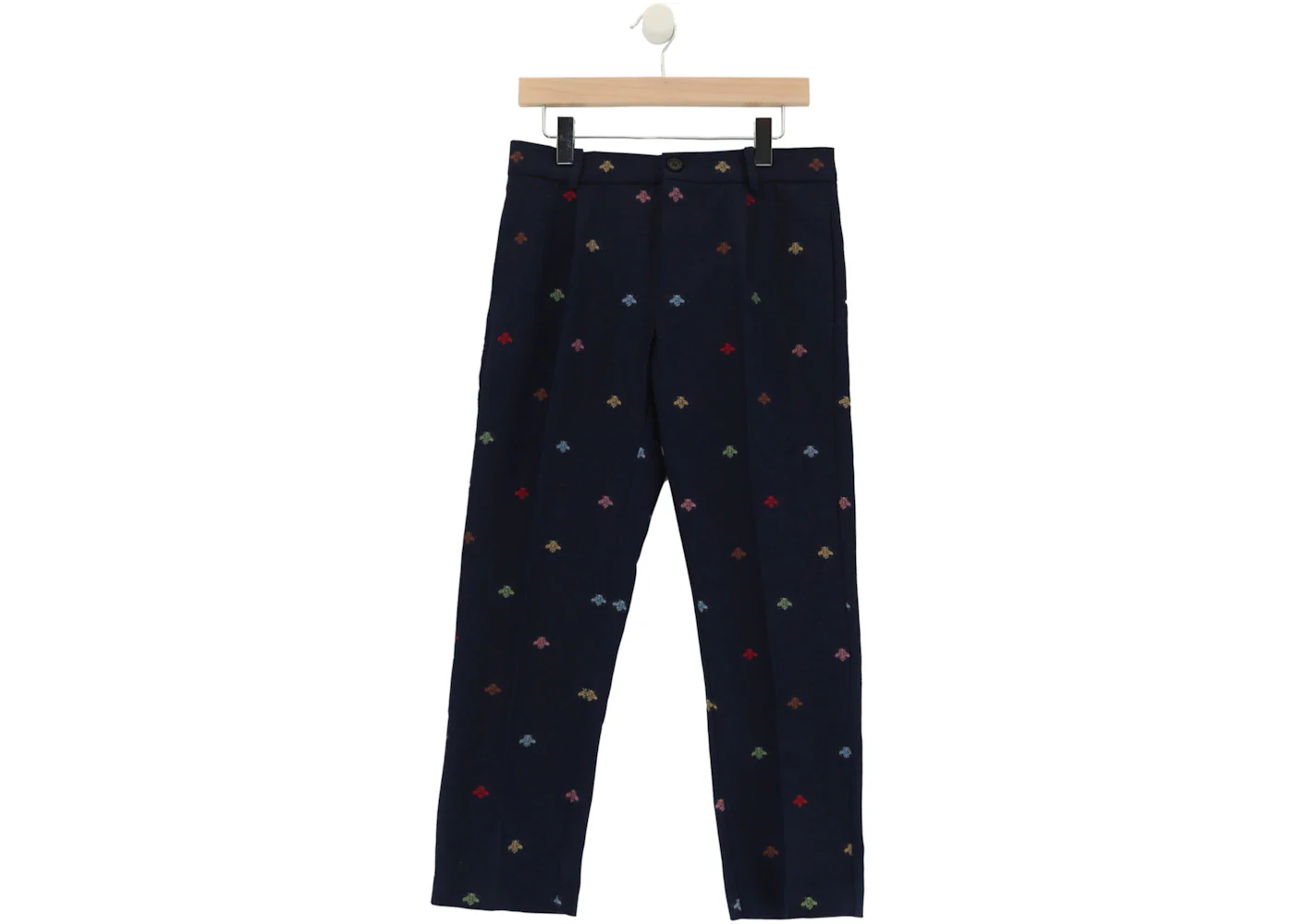 Gucci Bee Print Cotton Trousers Blue