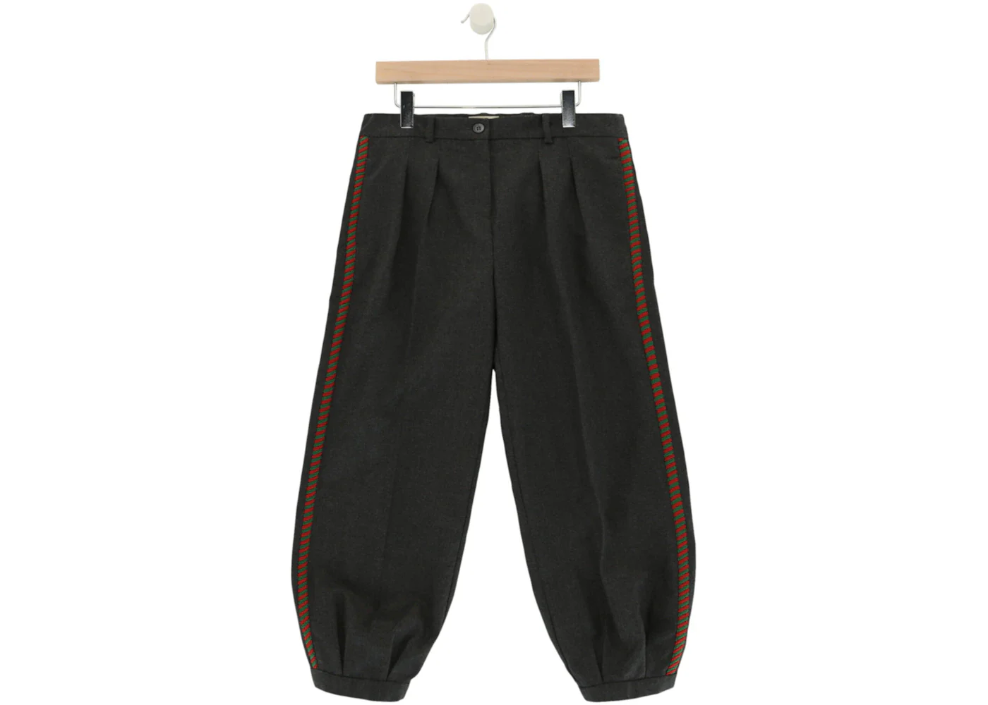 Gucci Embroidered Wool Trousers Dark Grey