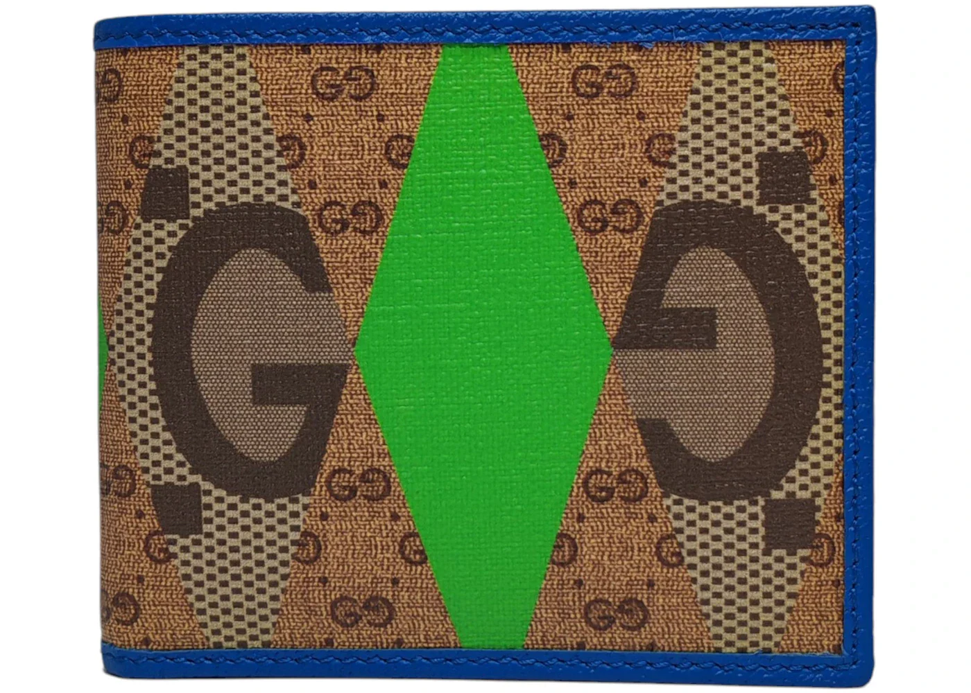 Gucci GG Diamond Print Bifold Wallet Beige/Green/Blue