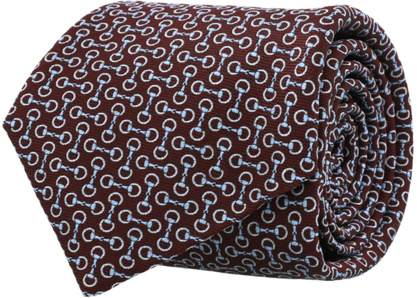 Gucci Horsebit Silk Jacquard Tie Bordeaux Sky Blue