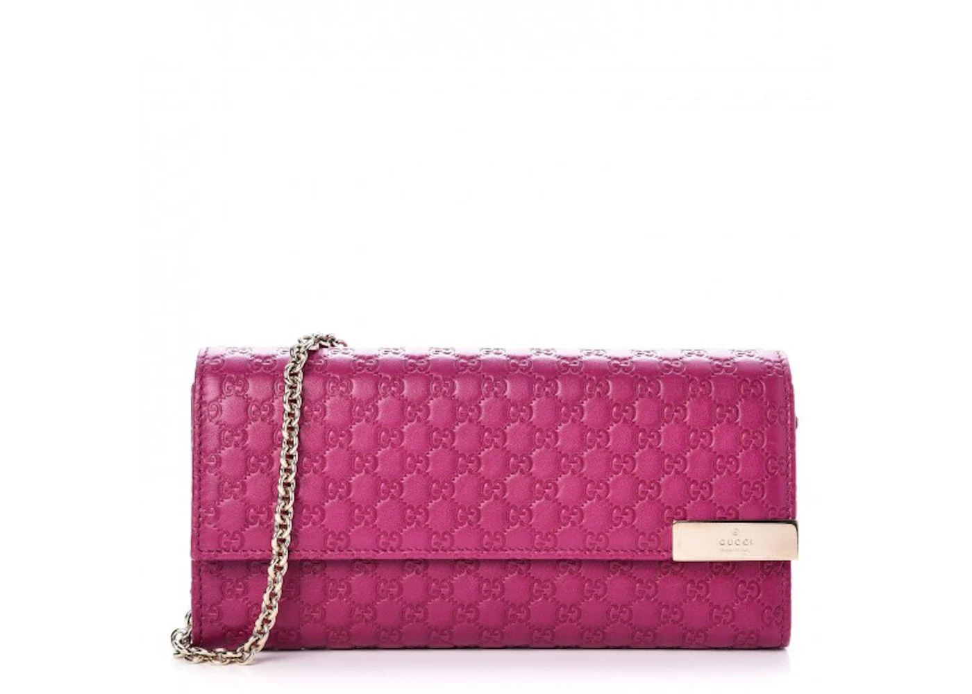 Gucci Signature Chain Wallet Microguccissima Bouganville