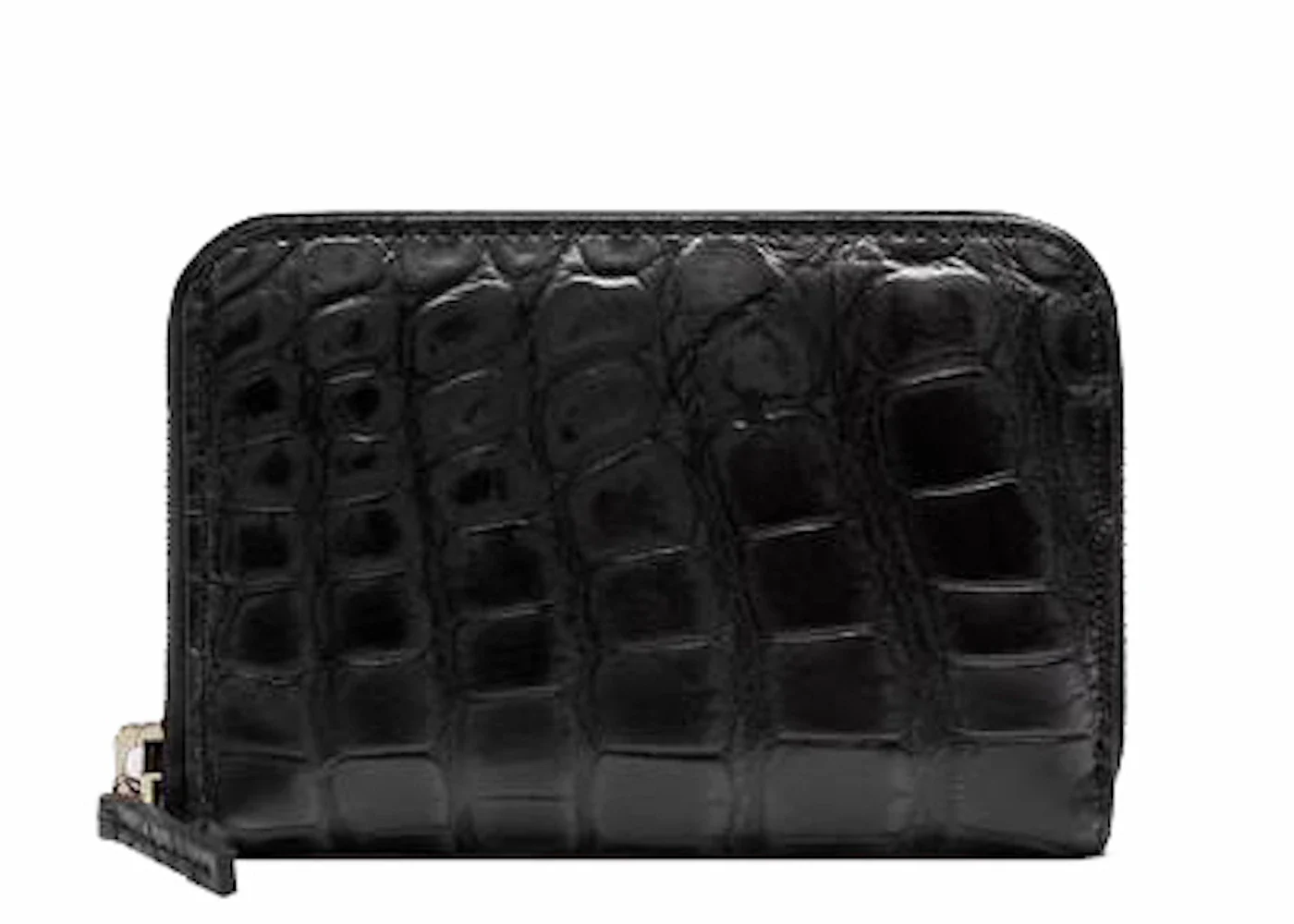 Gucci Zip Around Card Case Crocodile Black