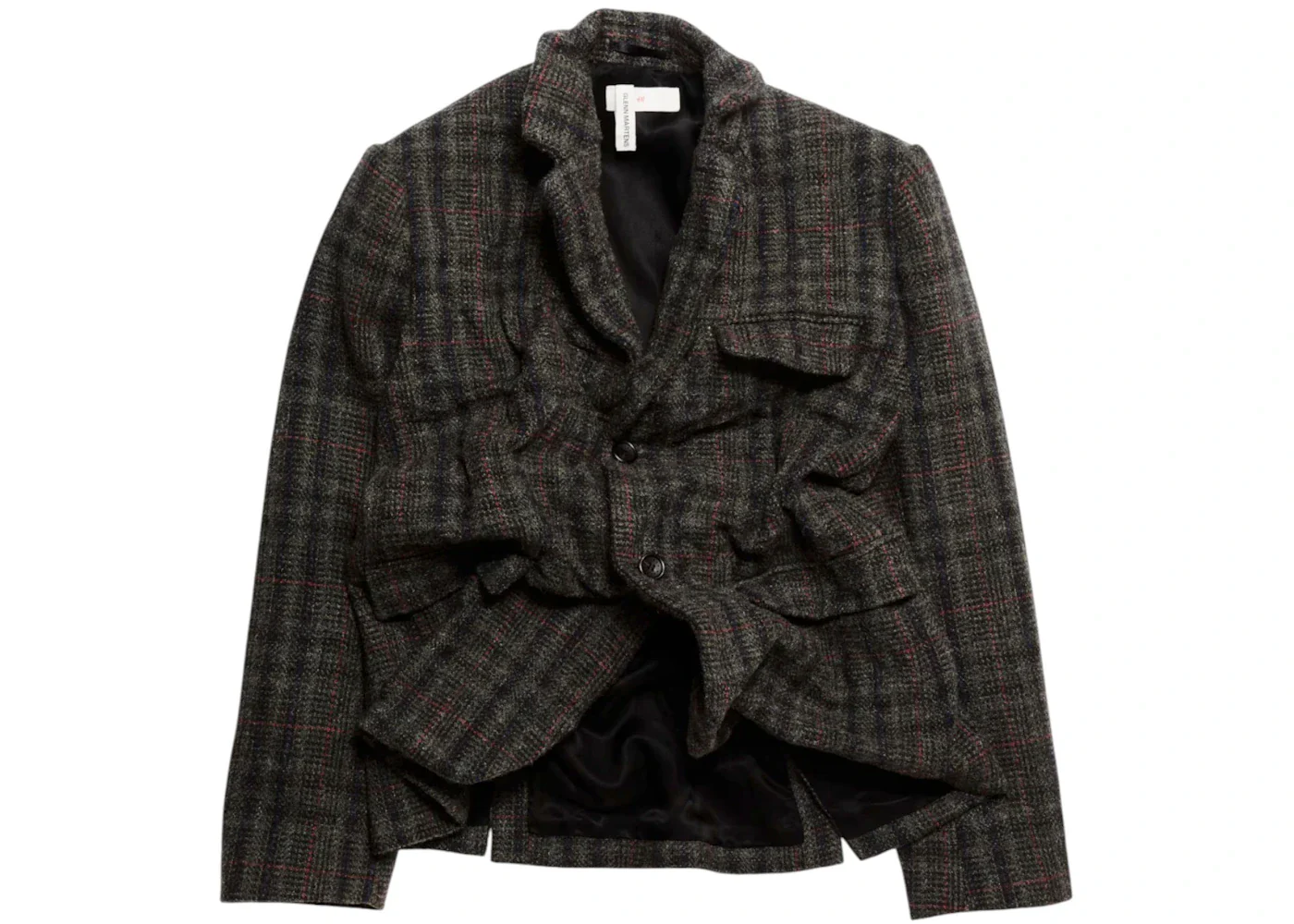H&M x Glenn Martens Wool-Blend Blazer Dark Brown/Plaid