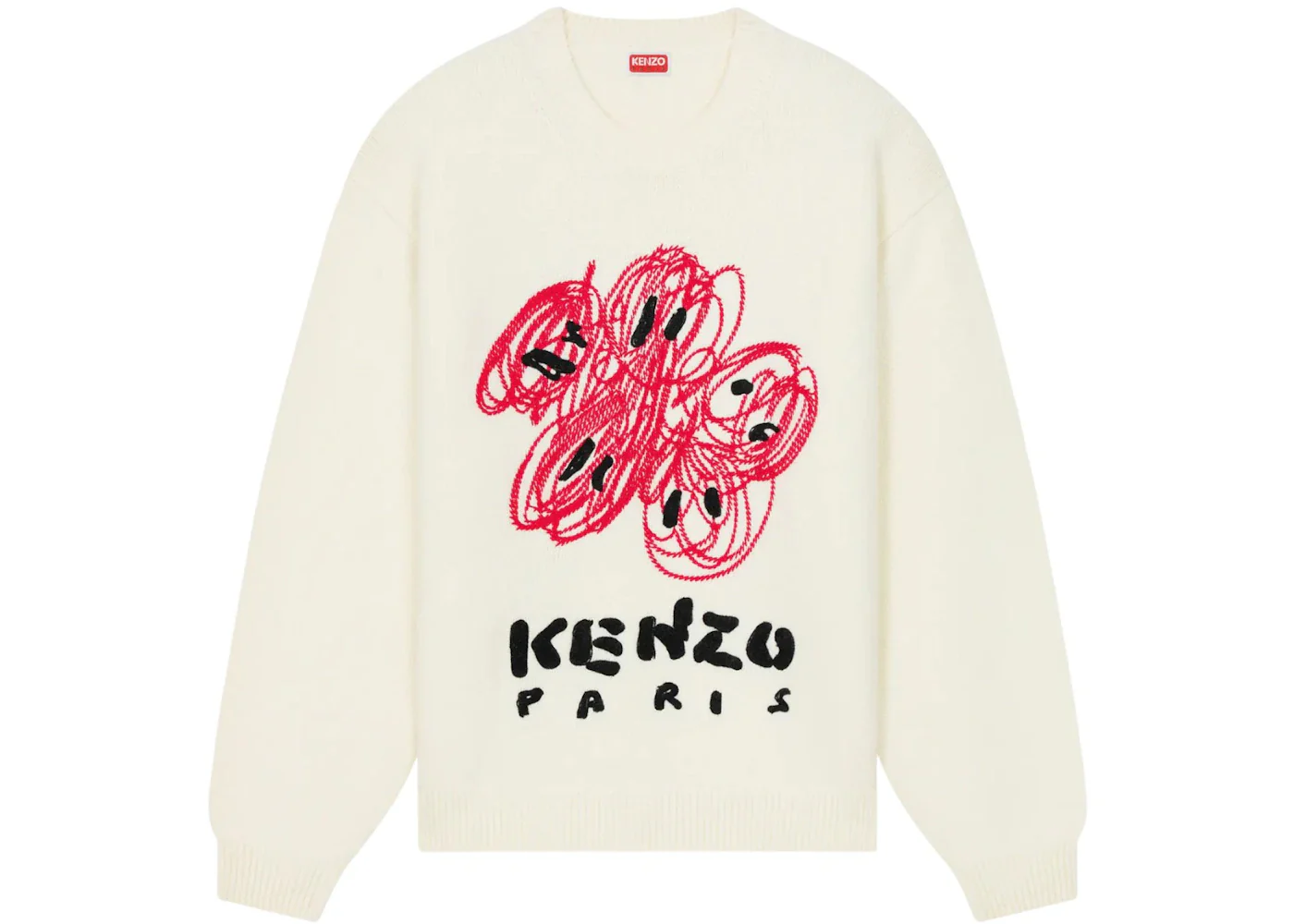 KENZO Drawn Varsity Boke Flower Sweater Off White
