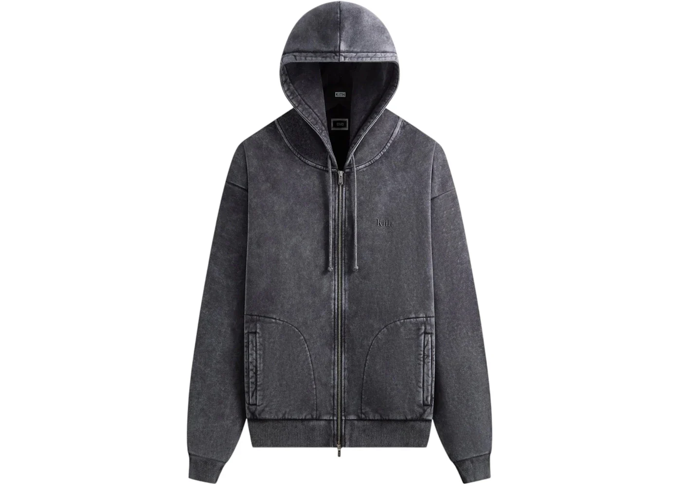 Kith Antique Wash Full Zip Nelson Hoodie Black