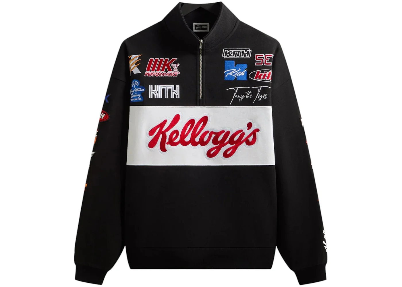 Kith Treats Kellogg’s Frosted Flakes Cereal Tony the Tiger Racing Nelson Quarter Zip Black