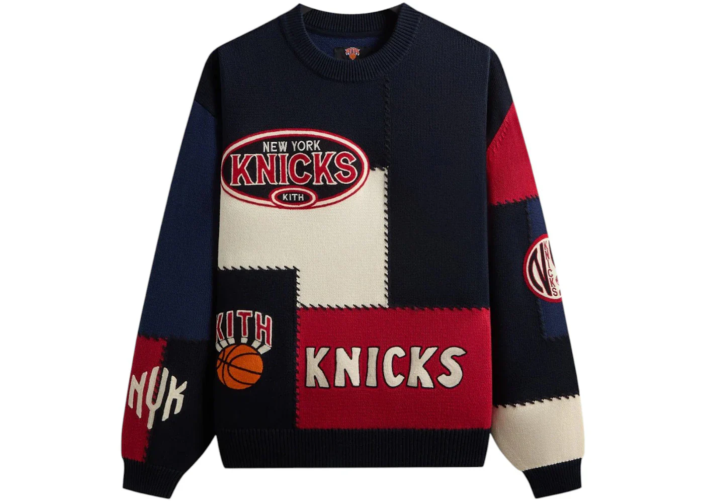 Kith x New York Knicks Patchwork Crewneck Sweater Nocturnal