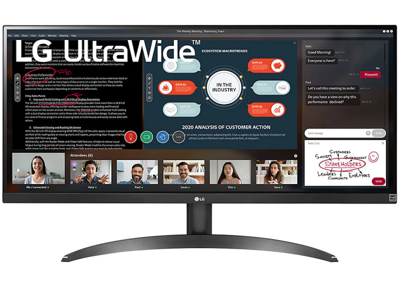 LG 34" UltraWide 2560 x 1080 FHD HDR FreeSync Monitor 34WP500-B.AWP