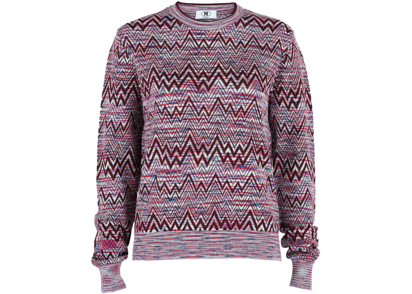 M Missoni Oversized ZigZag Sweater Gradient Multi Pink Red Light Blue