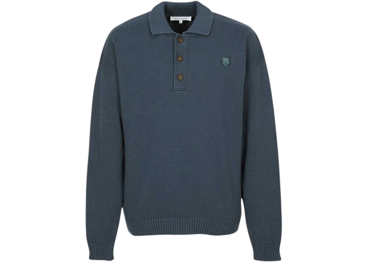 Maison Kitsune Bold Fox Head Collar Sweater Navy