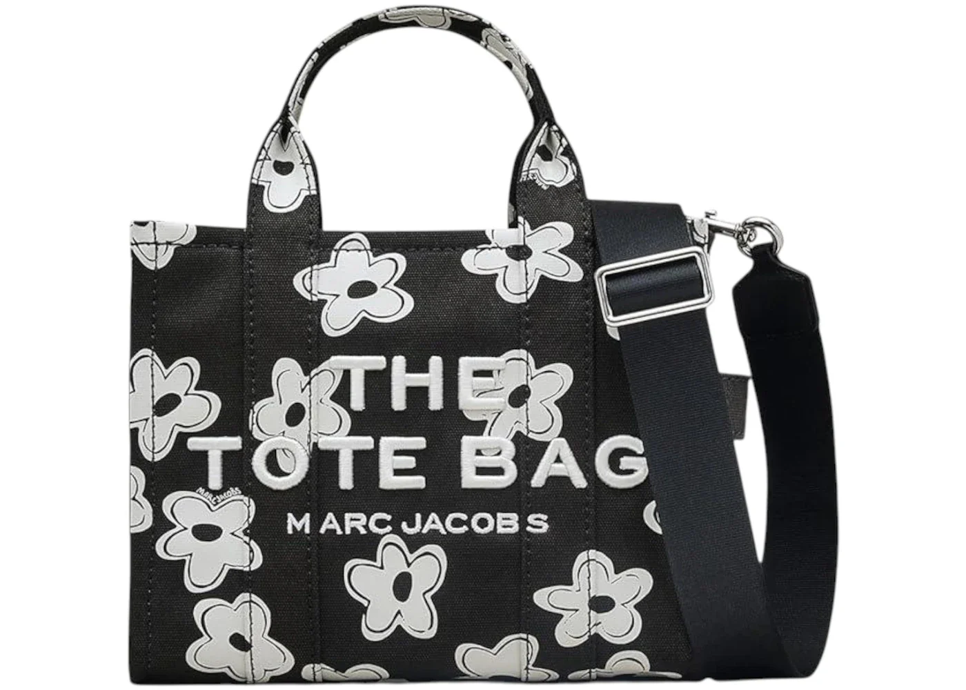 Marc Jacobs The Daisy Canvas Small Tote Bag Black/White
