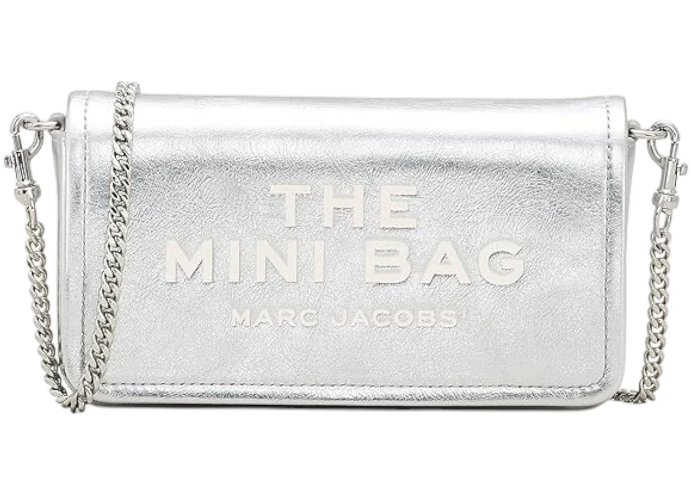 Marc Jacobs The Metallic Leather Chain Mini Bag Silver