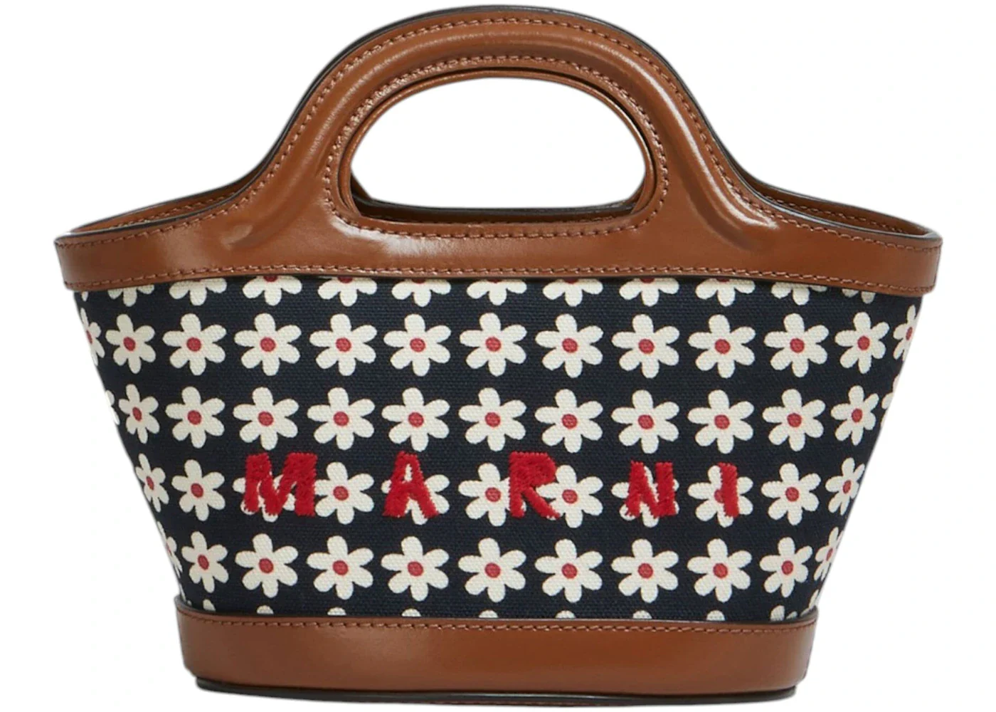 Marni Leather And Striped Canvas Micro Bag Zo823