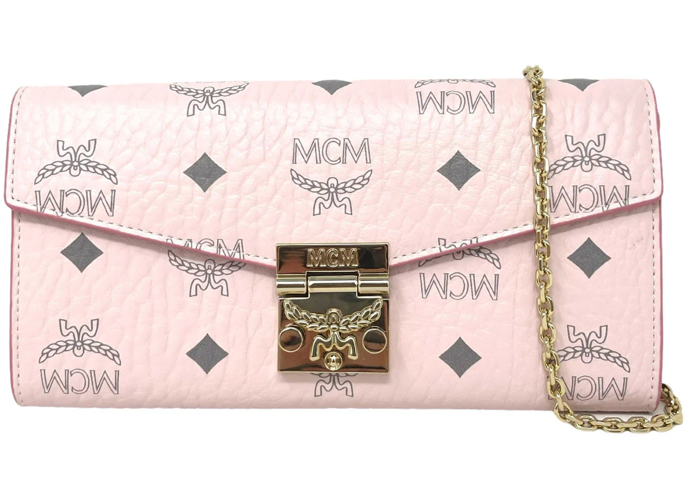 MCM Tracy Monogram Logo Wallet On Chain Crossbody Bag Pink