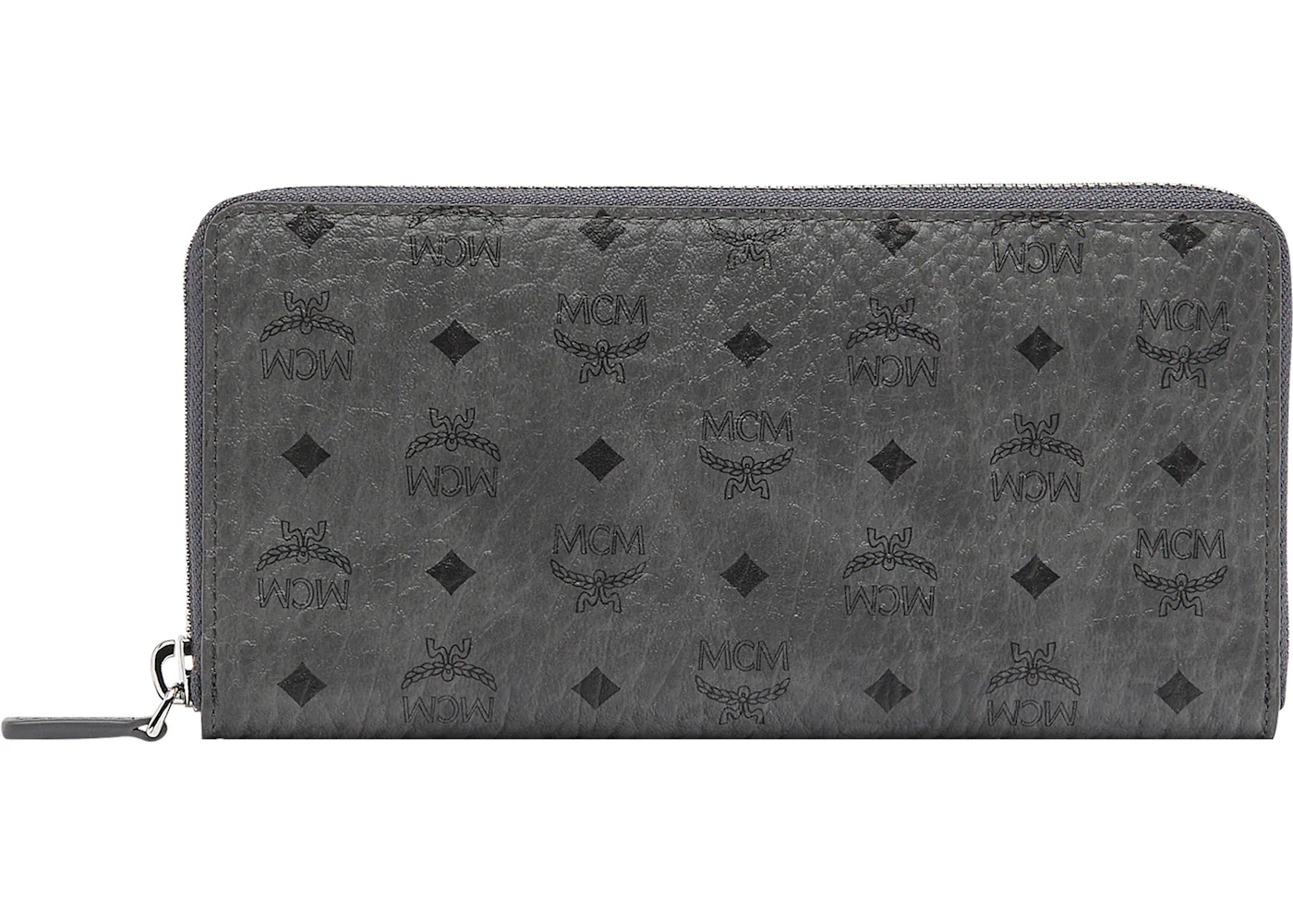MCM Zip Around Wallet Monogram Visetos Original Large Phantom Grey