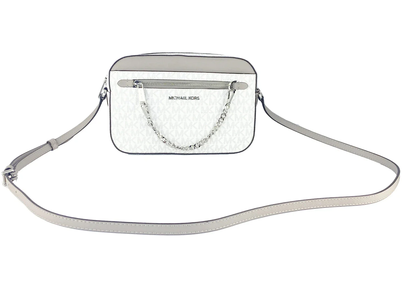 Michael Kors Jet Set East West Zip Chain Crossbody Large White
