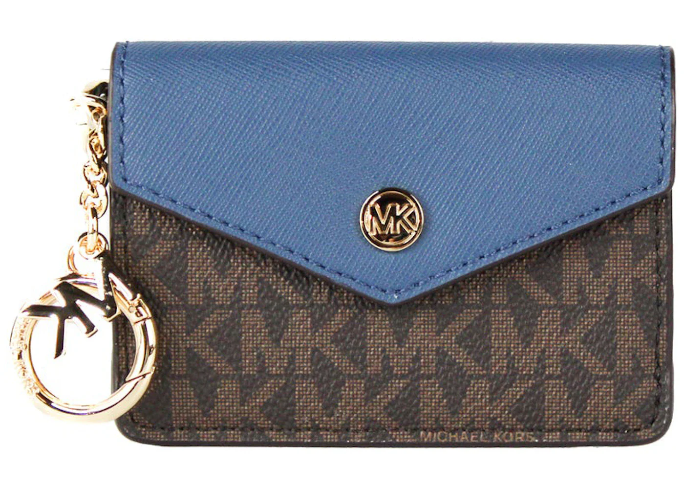 Michael Kors Kala Signature Flap Key Ring Card Case Small Dark Chambray