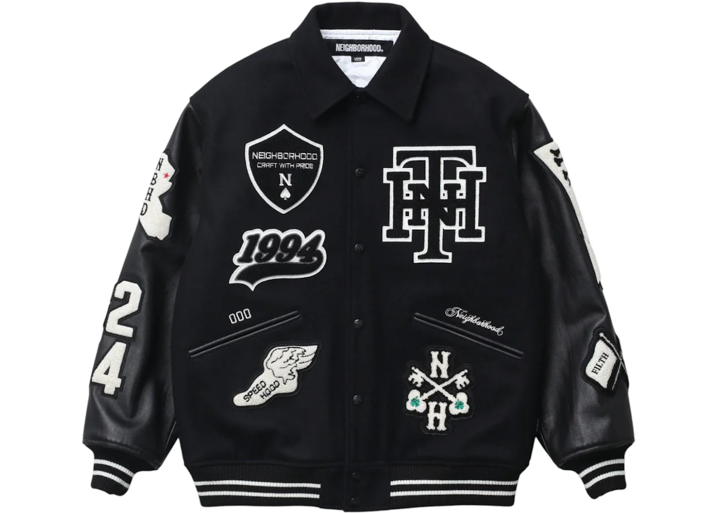 Neighborhood Stadium Jacket Black x White