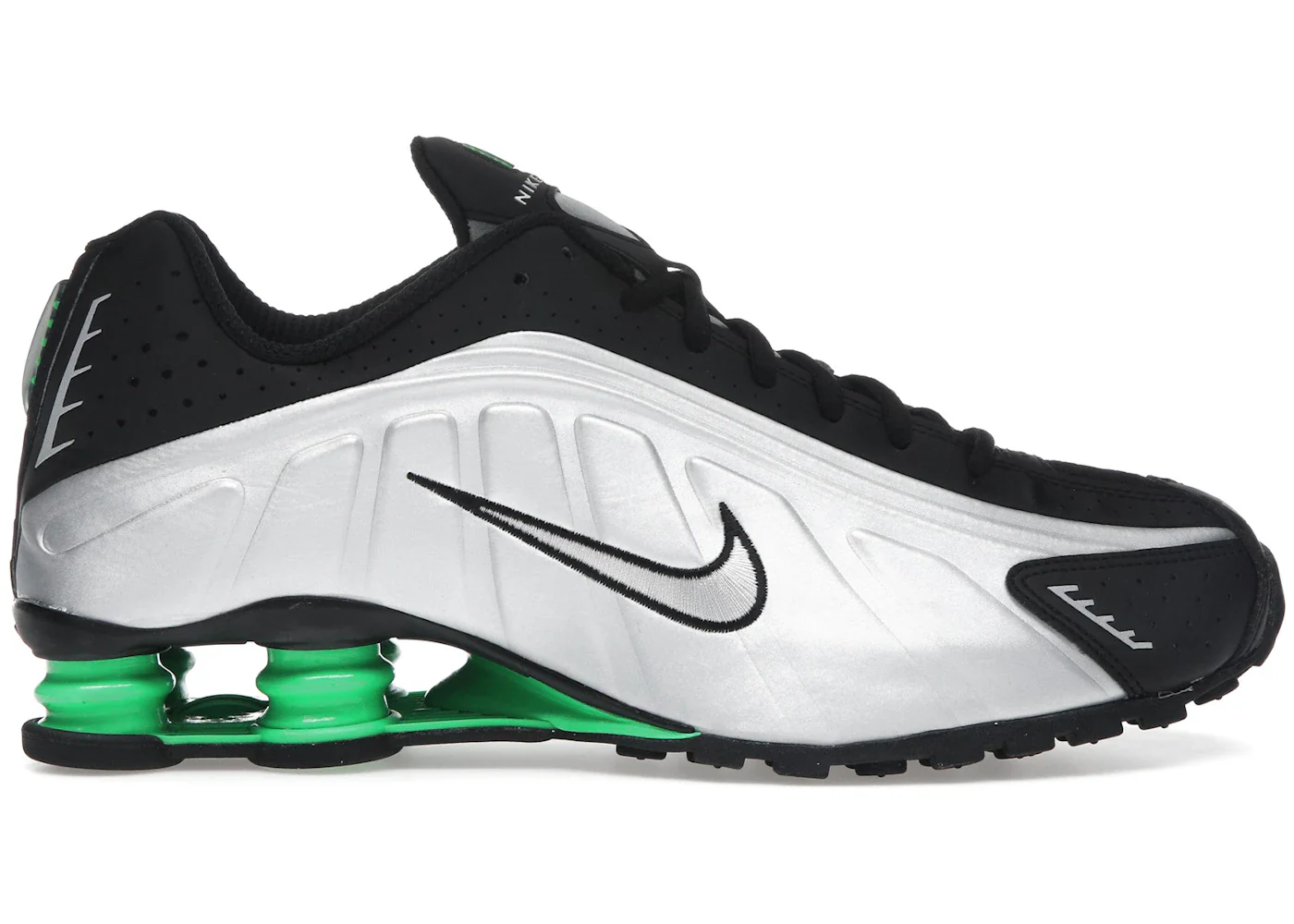 Nike Shox R4 Metallic Silver Green Shock