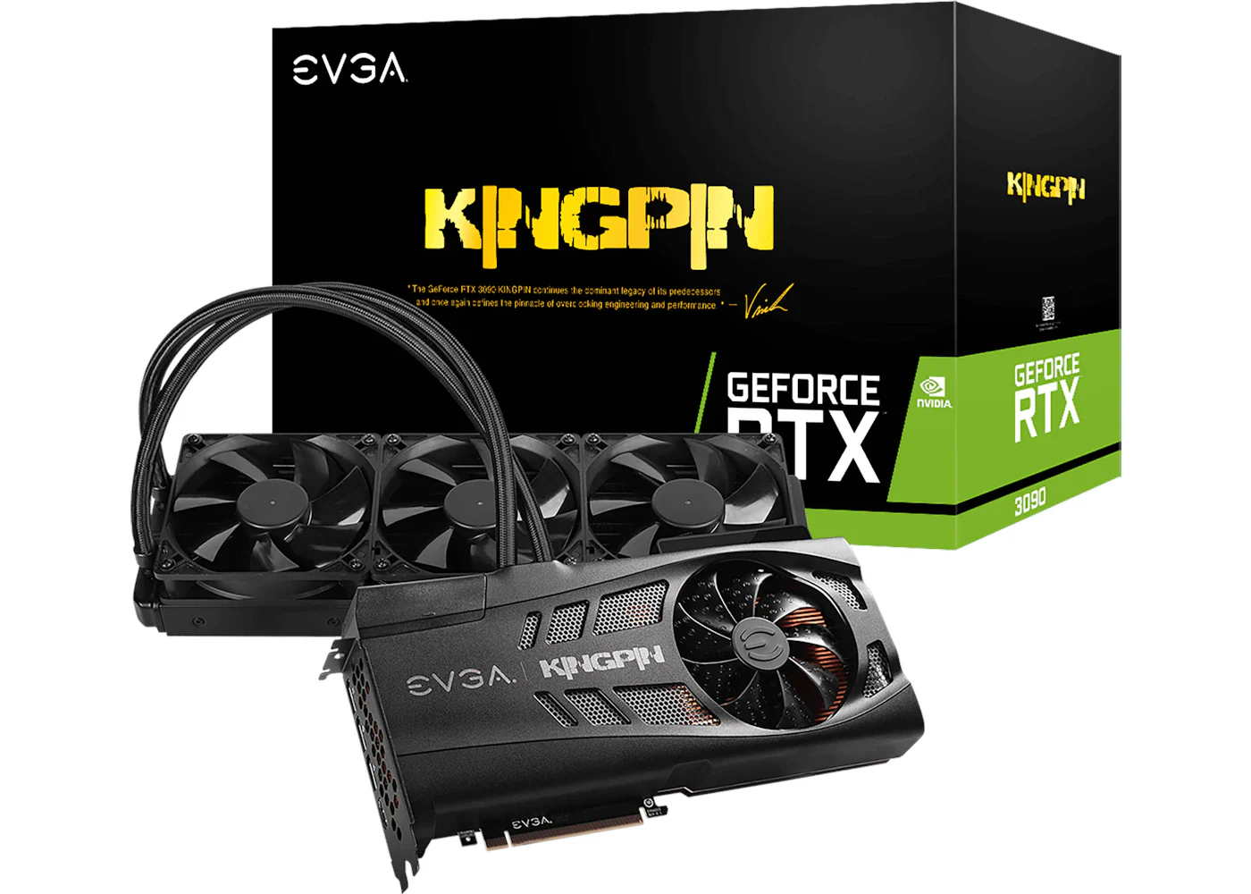 NVIDIA EVGA GeForce RTX 3090 KINGPIN HYBRID GAMING with HYBRID Cooler OLED Display Metal Backplate Graphic Card (24G-P5-3998-KR) Black