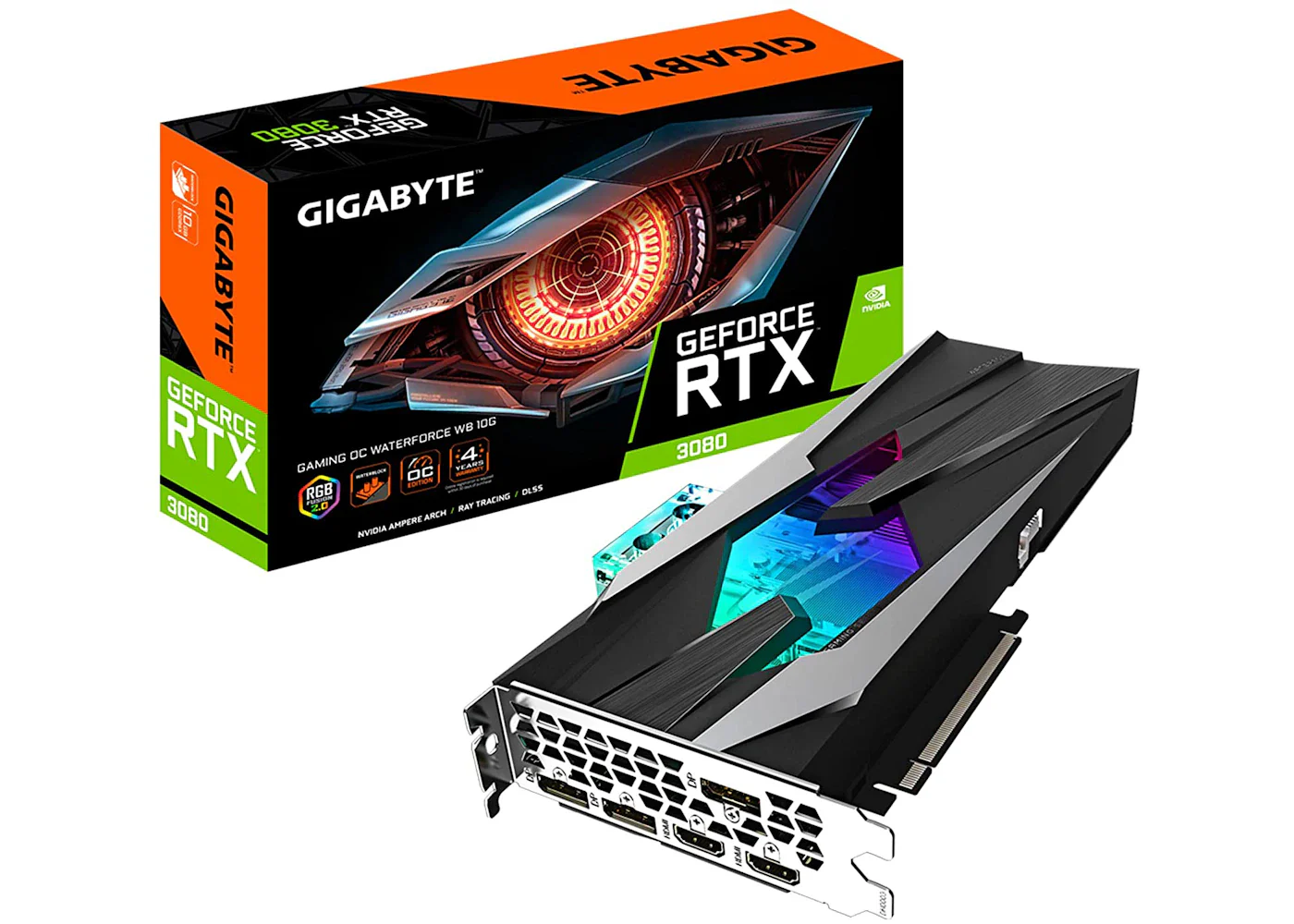 NVIDIA GIGABYTE GeForce RTX 3080 GAMING WaterForce 10G OC LHR Graphics Card (GV-N3080GAMINGOC WB-10GD REV2.0)