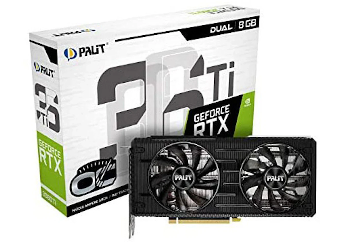 NVIDIA Palit RTX 3060 Ti Dual OC 8G Graphics Card (NE6306TS19P2-190AD)