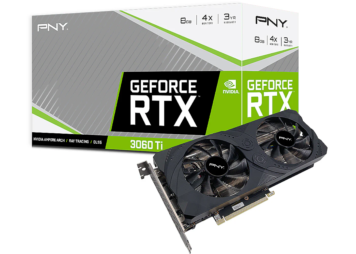 NVIDIA PNY GeForce RTX 3060 Ti UPRISING Dual Fan Graphics Card (VCG3060T8DFMPB) Black