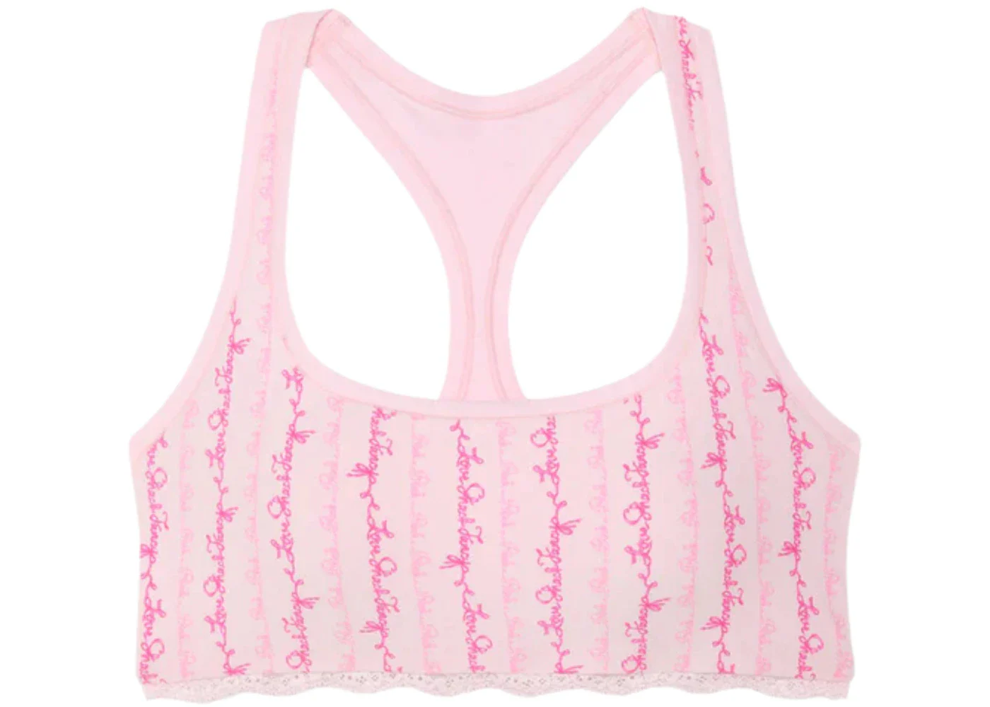 PINK x LoveShackFancy Cotton Racerback Bralette Logo Mania Pink