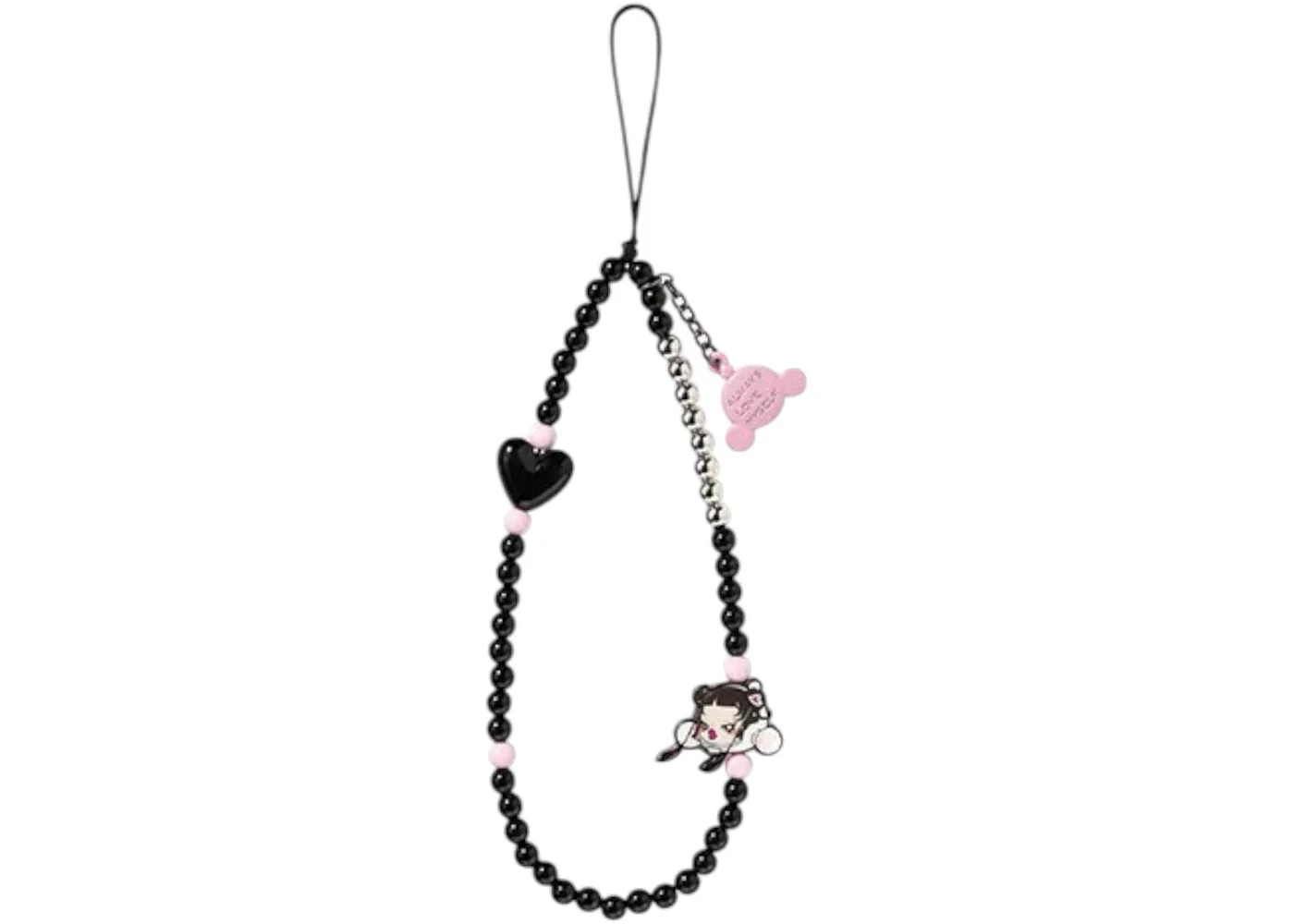 Pop Mart SKULLPANDA Cheers to Myself Series Black Silver Phone Charm