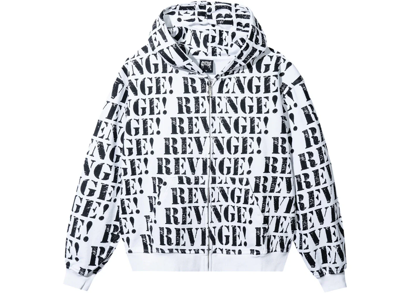 Revenge Allover Logo Zip Sweatshirt White/Black