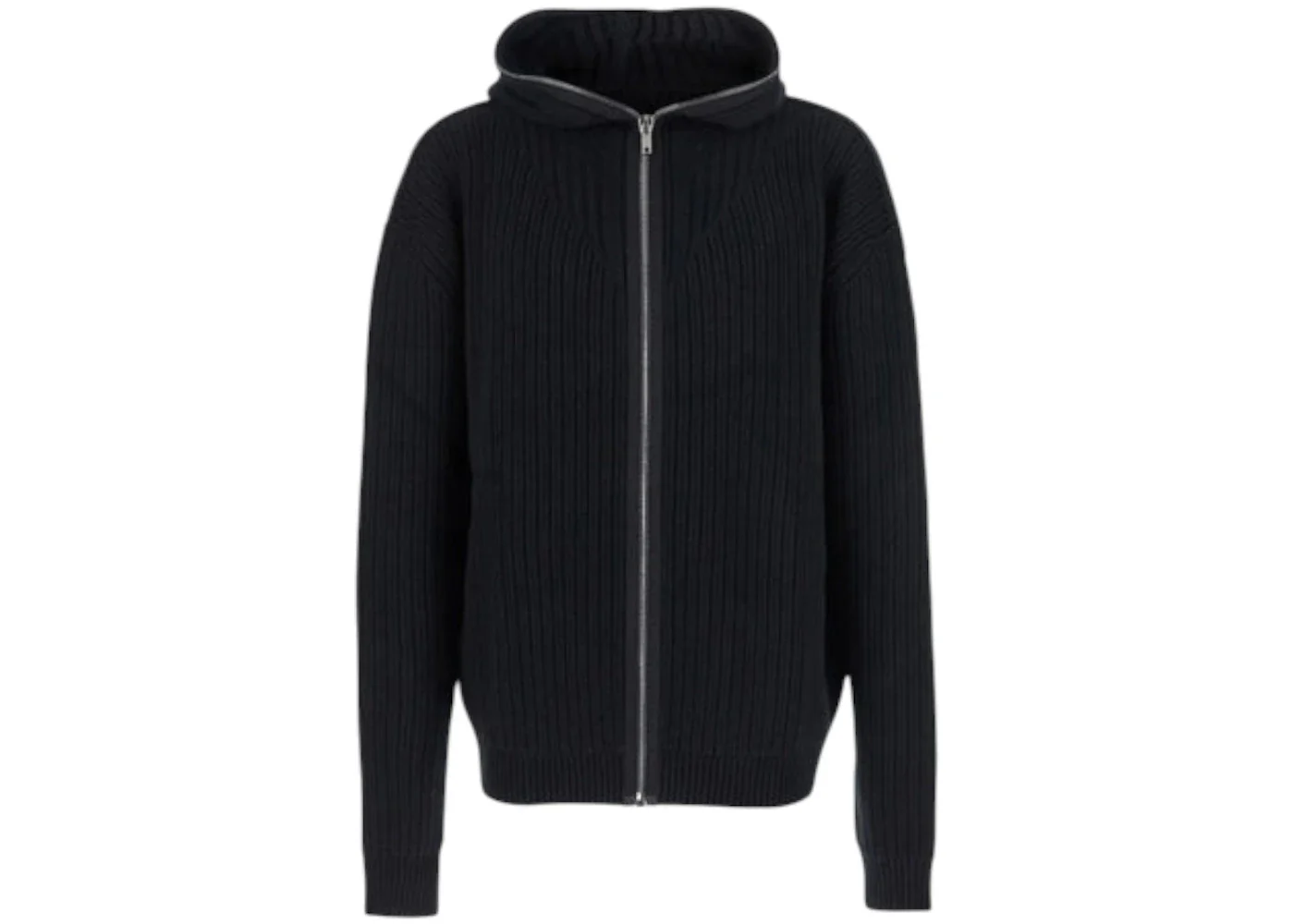 Rick Owens Heavy Wool Zipped Hoodie Black