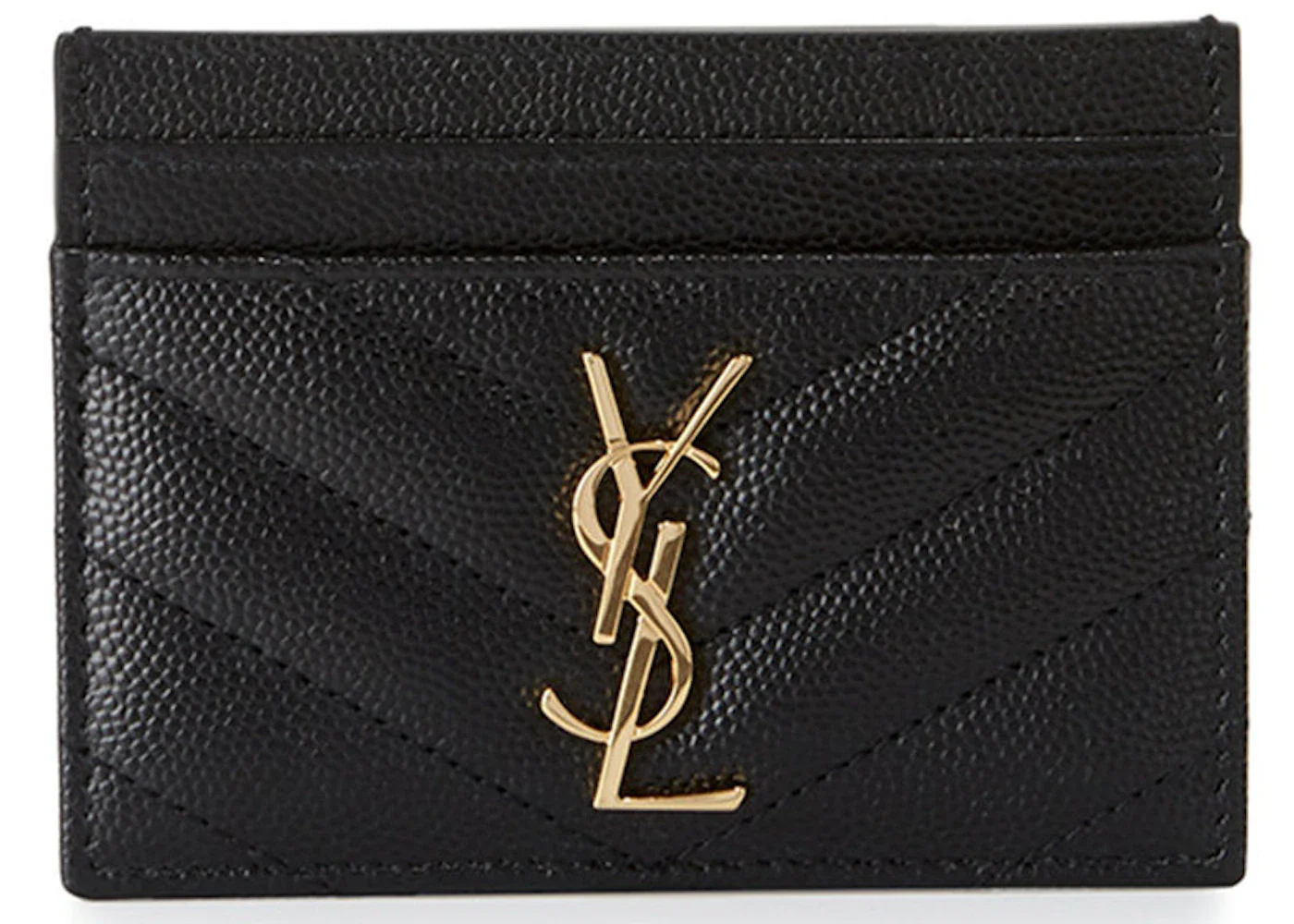 Saint Laurent Cassandre Matelasse Card Case Grain De Poudre Black