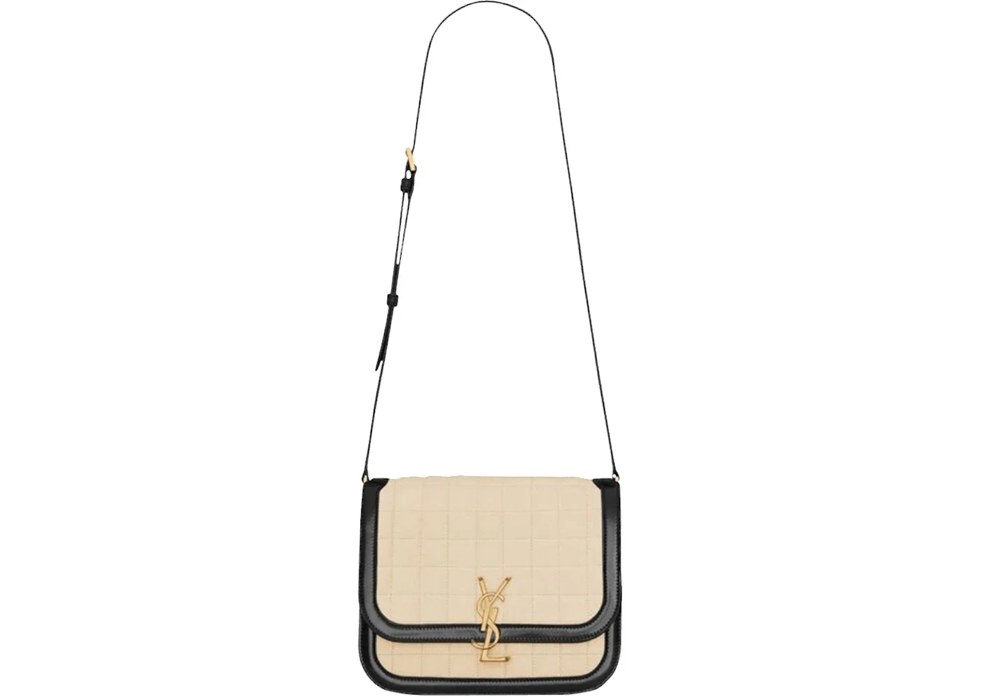 Saint Laurent Quilted Solferino Suede Medium Bag Cream