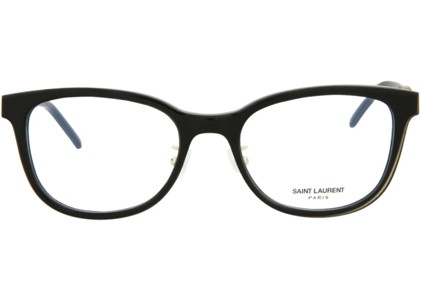 Saint Laurent Round-Frame Acetate Optical Frames Black Gold Transparent (SLM76J-30009956-002)