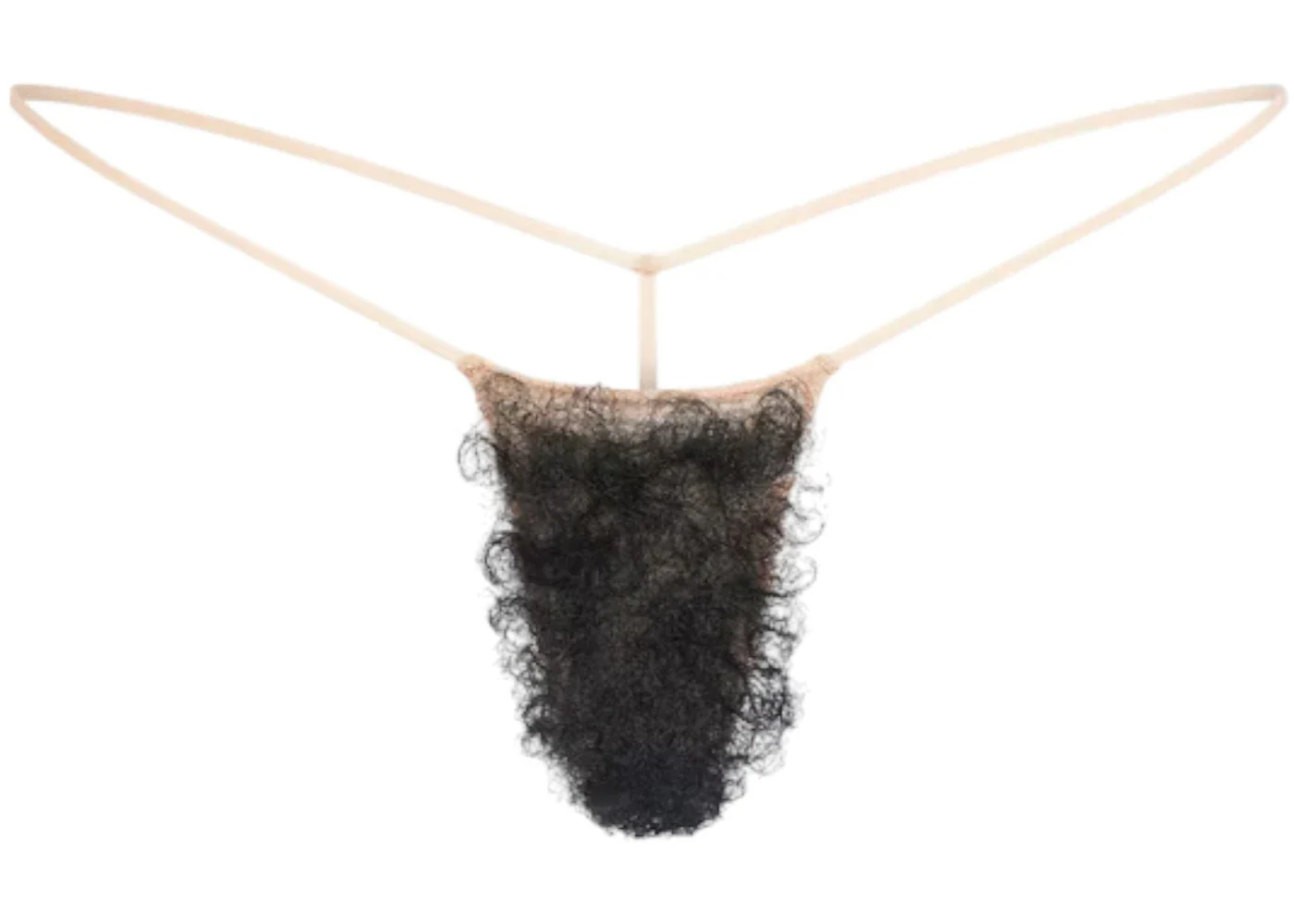 SKIMS Faux Hair Micro String Thong Clay Black Curly