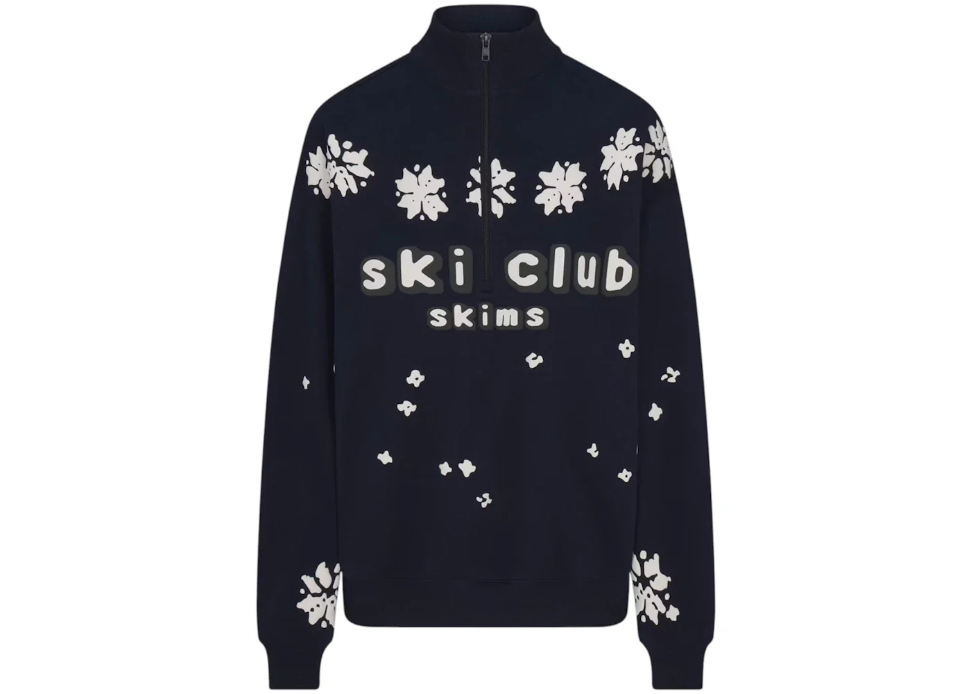 SKIMS x Cactus Plant Flea Market Cotton Fleece Oversized Quarter Zip Top Navy Ski Club Print