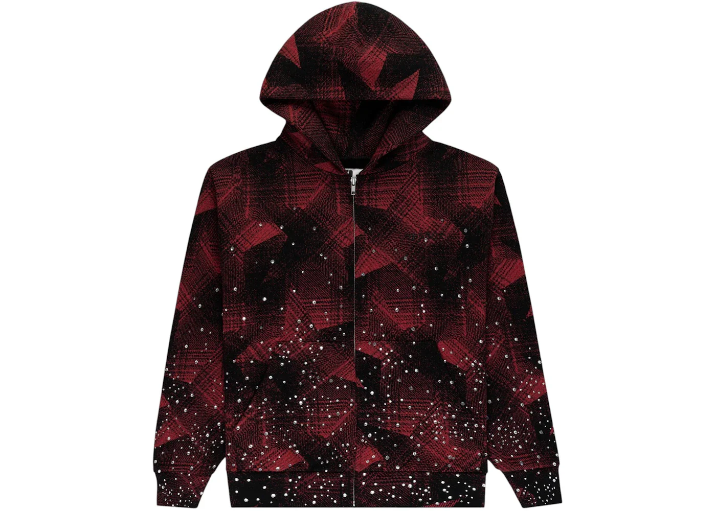 Sp5der Star Plaid Full Zip Hoodie Multicolor
