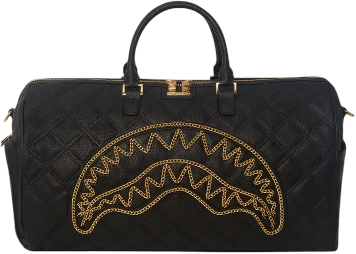 Sprayground Noir Quilt Gold Chain Shark Duffle Multicolor