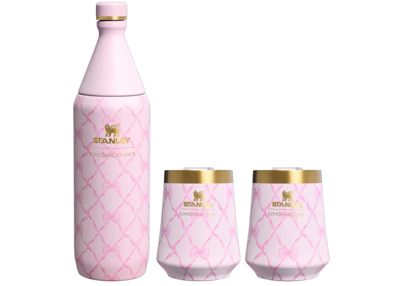 Stanley 1913 x LoveShackFancy Holiday Reserve All Day 34oz Wine Set Baby Bow Pink Peppermint