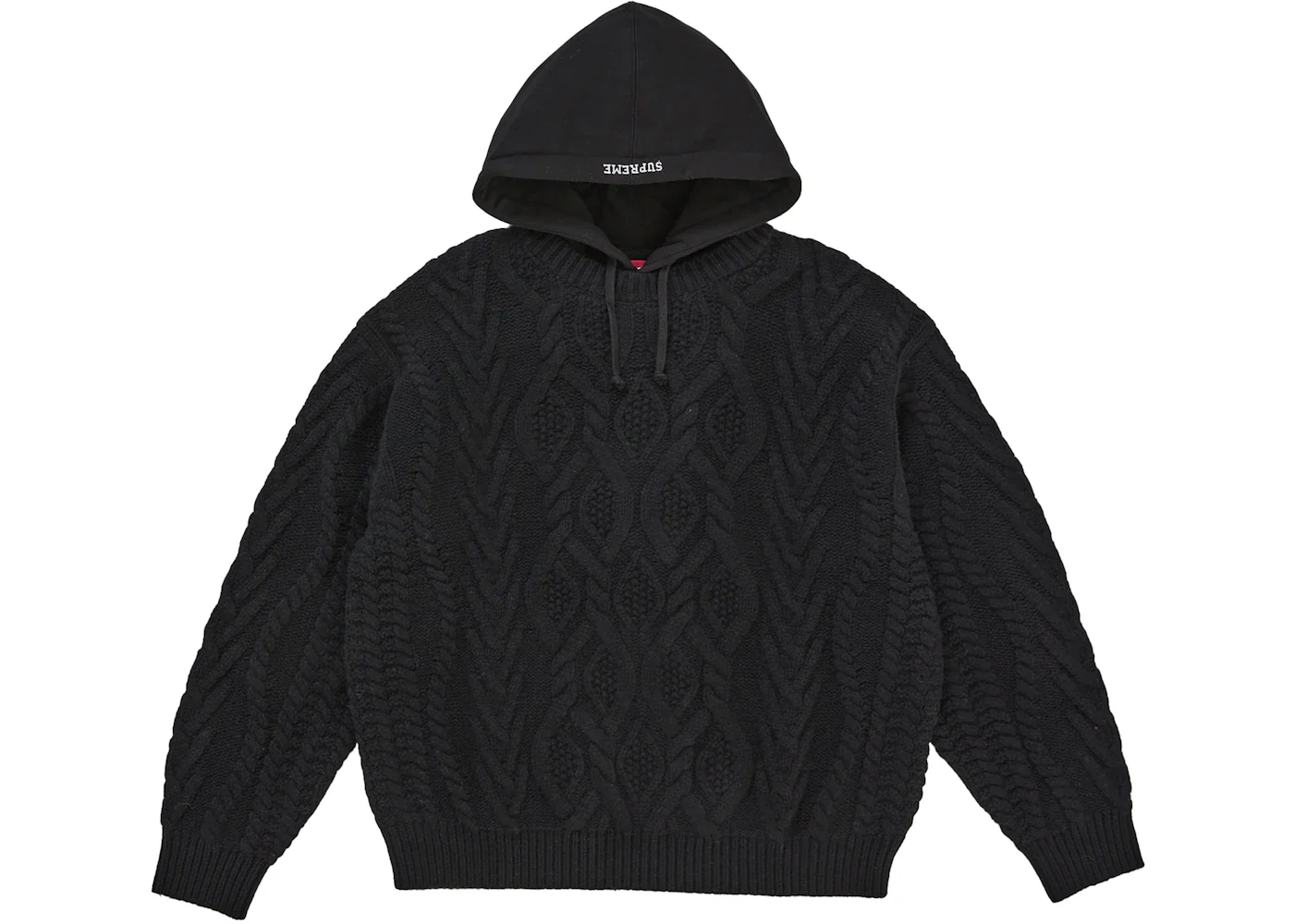 Supreme Cable Hooded Sweater Black