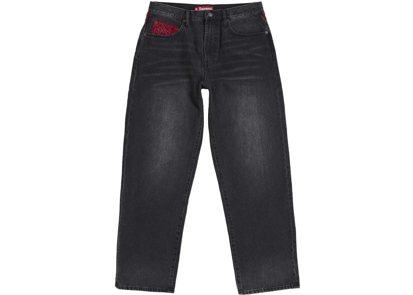 Supreme Leopard Faux Fur Loose Fit Jean Washed Black