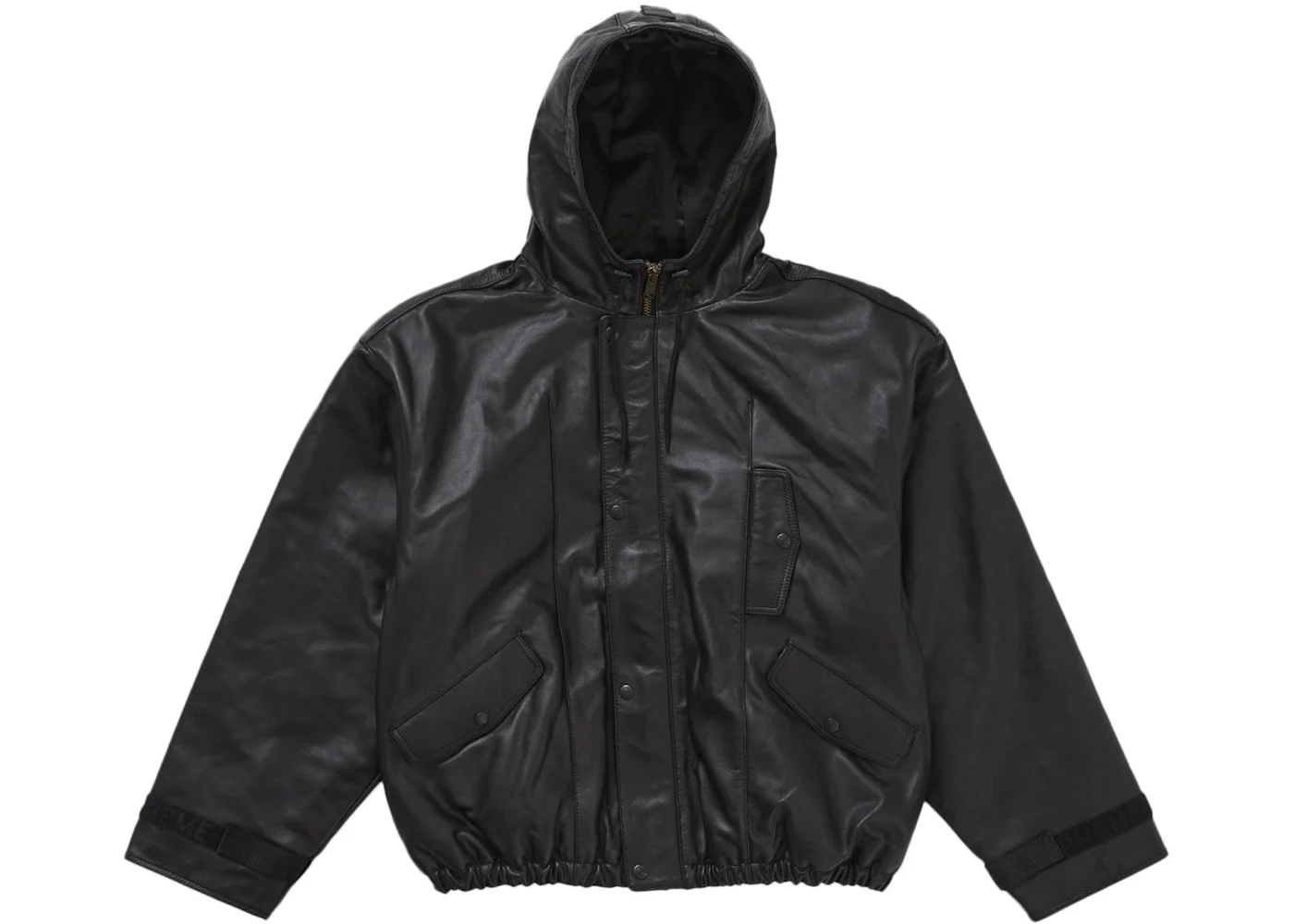 Supreme Marithé + François Girbaud Hooded Leather Flight Bomber Jacket Black