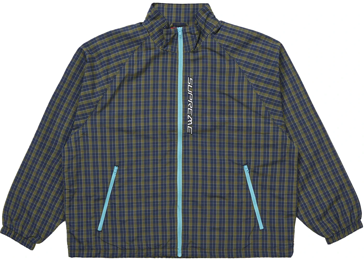 Supreme Plaid Track Jacket Navy