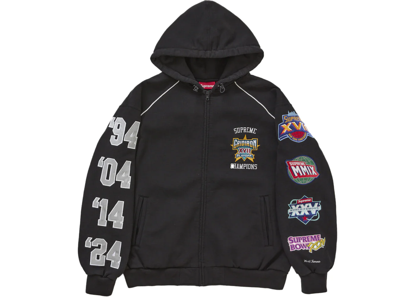 Supreme Playoffs Zip Up Hooded Sweatshirt Black
