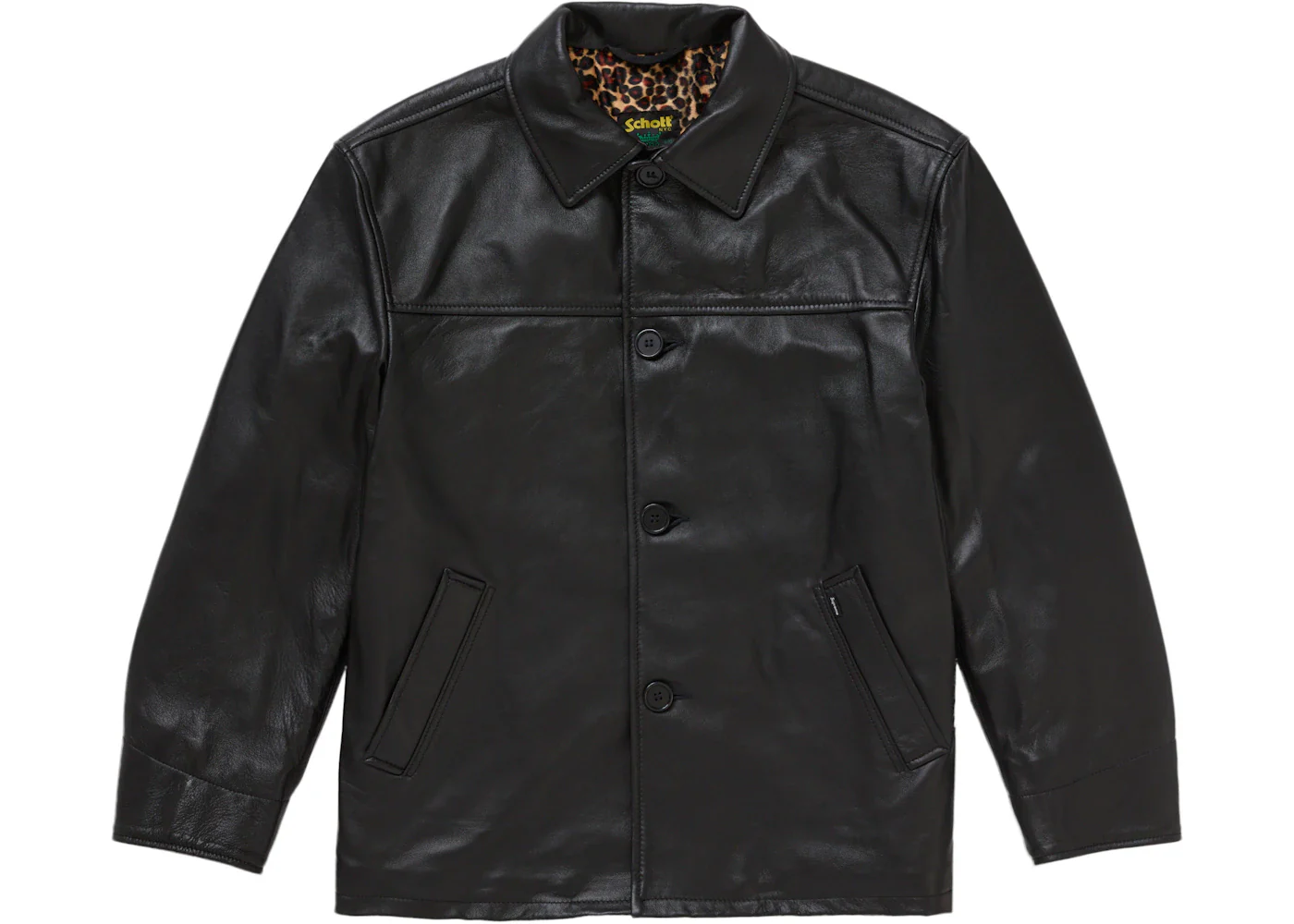 Supreme Schott Leather Car Coat (SS25) Black