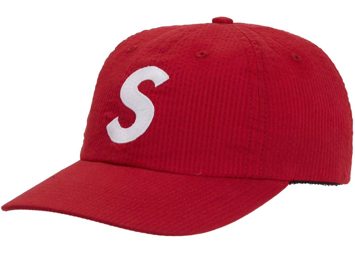 Supreme Seersucker S Logo 6 Panel Red