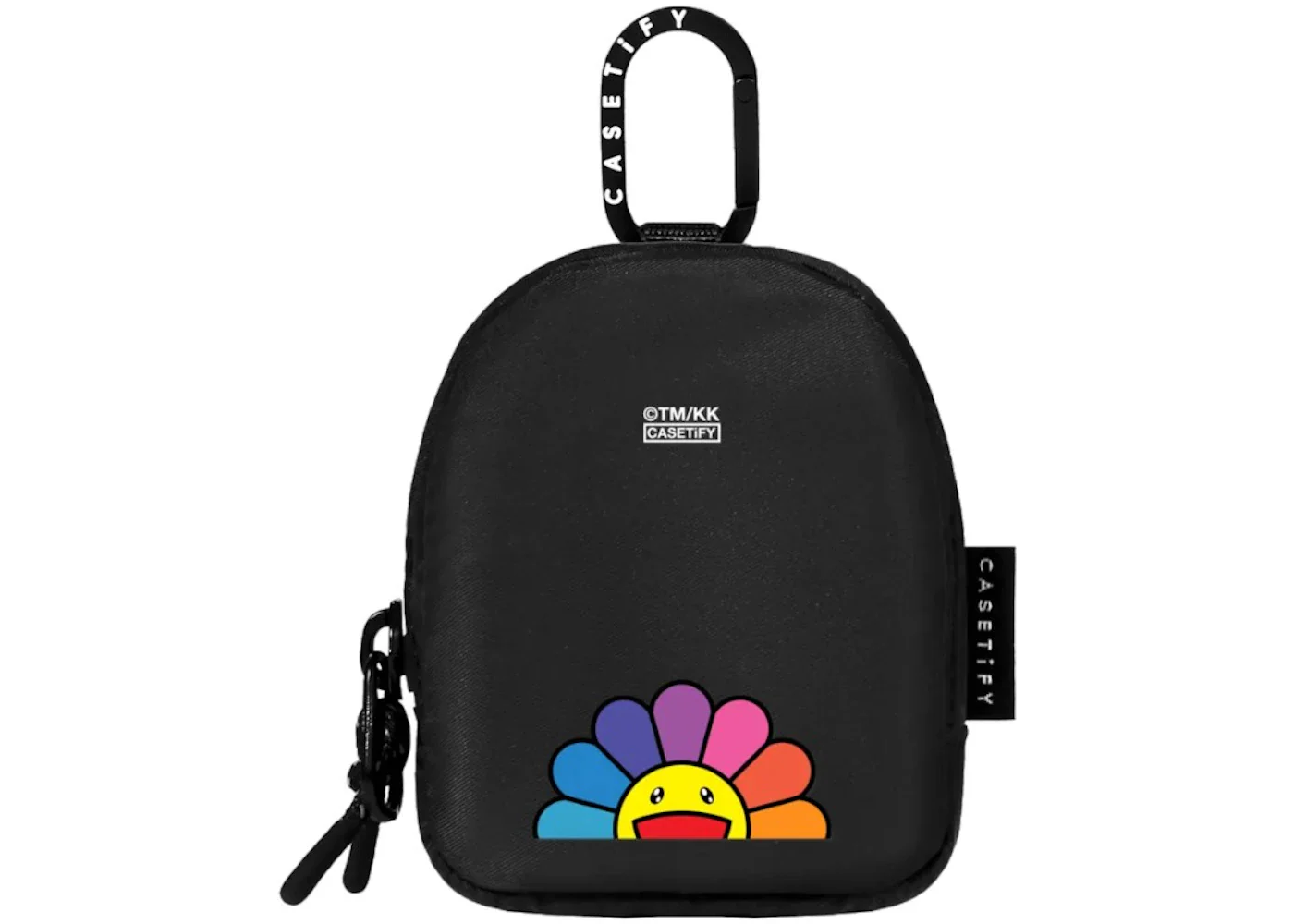 Takashi Murakami x CASETiFY: Smile (Rainbow) Earbuds Pouch Black
